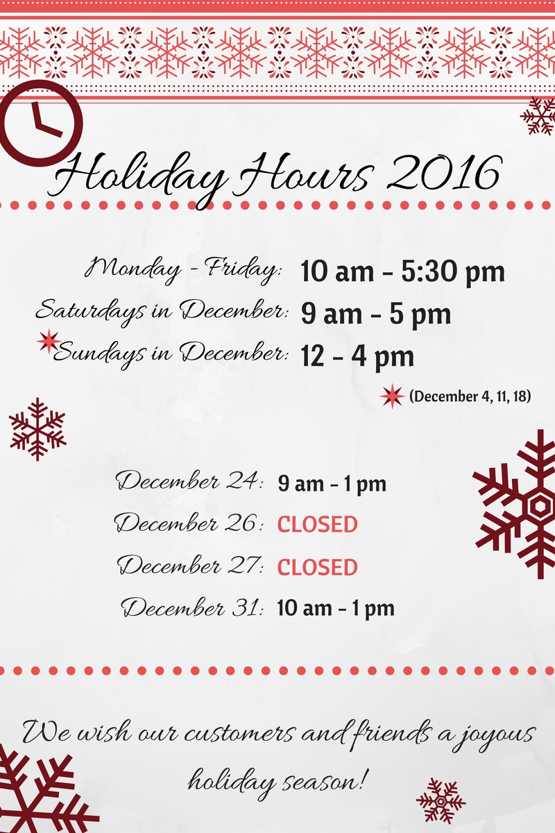 Christmas Hours and Deadlines 
